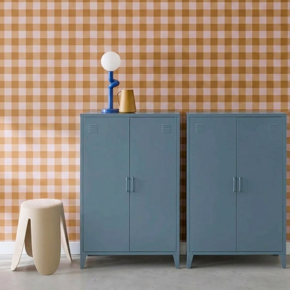 sweeek 2er-Set Kommoden aus Metall mit 2 Türen dunkelblau style industrial - Metall