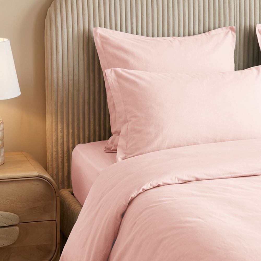 Parure de lit percale lavée avec 2 taies carrées poudre 260x240 cm — vue 4