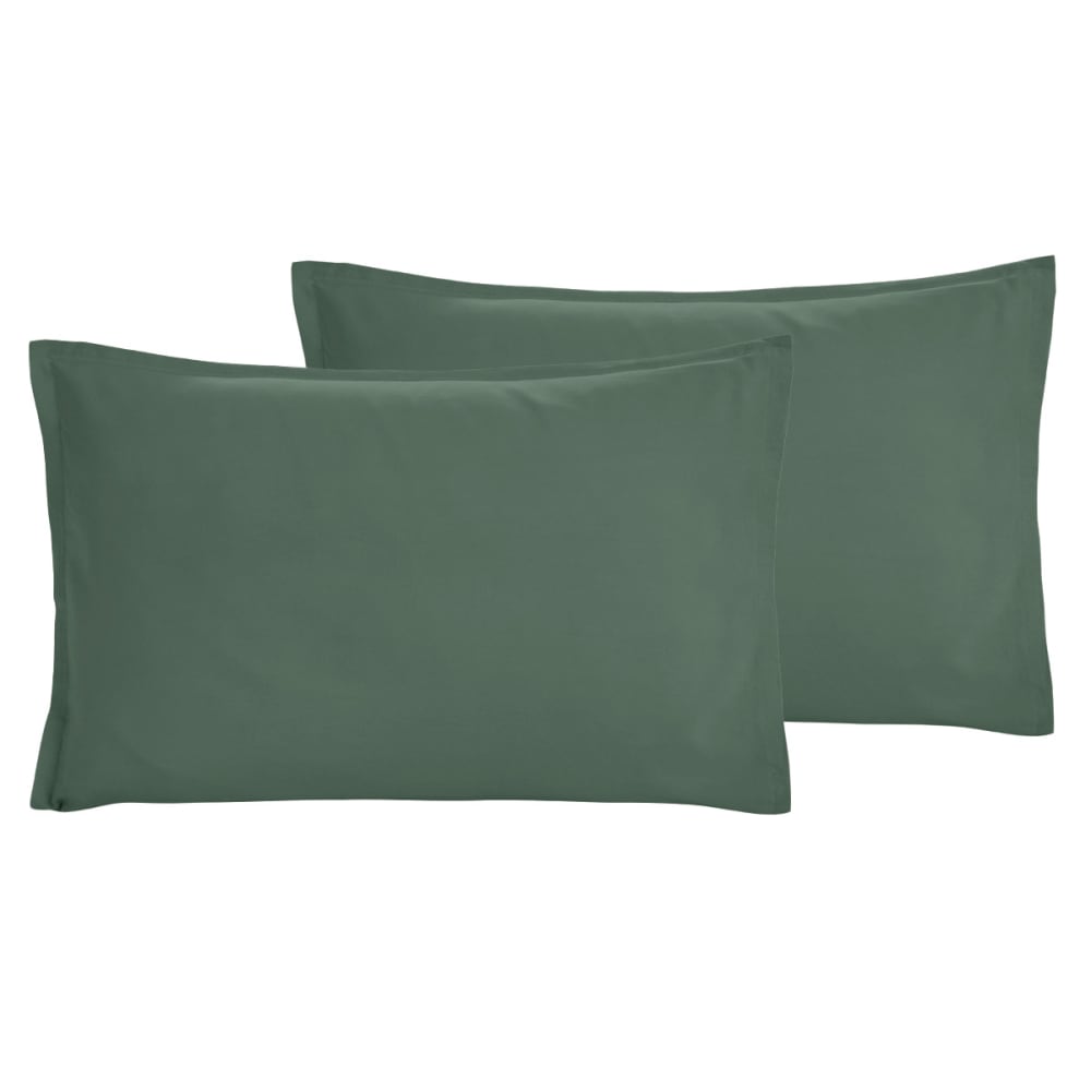 Parure de lit percale lavée 2 taies rectangles lichen 140x200 cm — vue 4