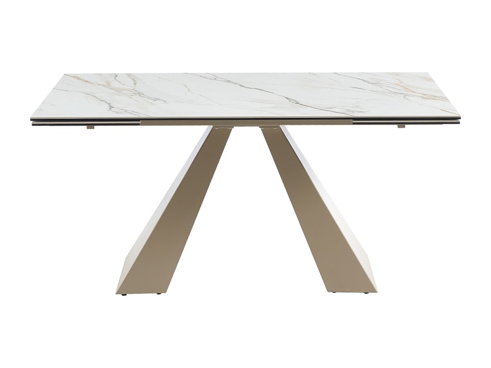Table extensible verre trempé beige, blanc