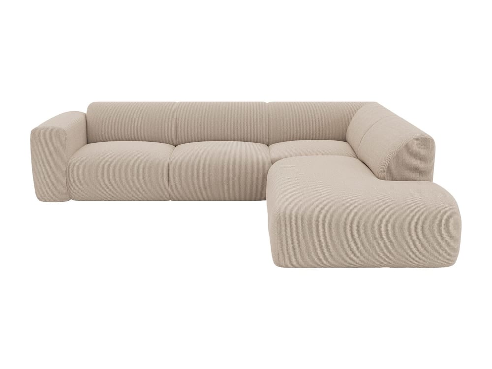 Canapé d'angle velours 6 places beige