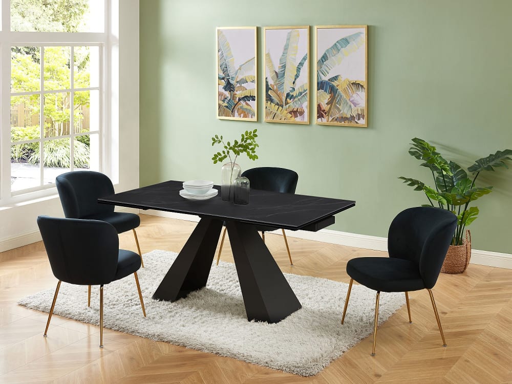 Table extensible verre trempé noir