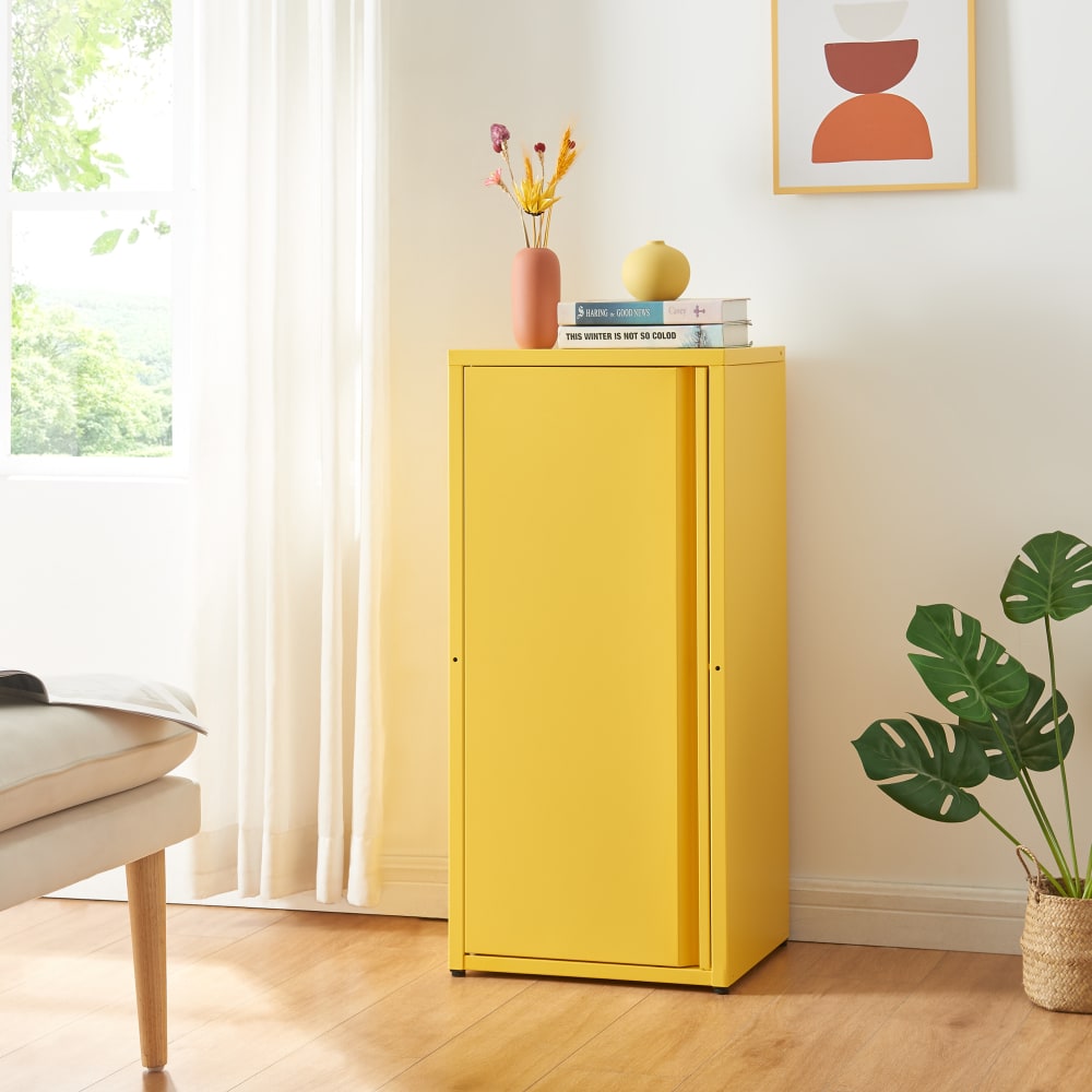 Aktenschrank aus Metall 88 x 40 x 35 cm, in Gelb - Maisons Du
