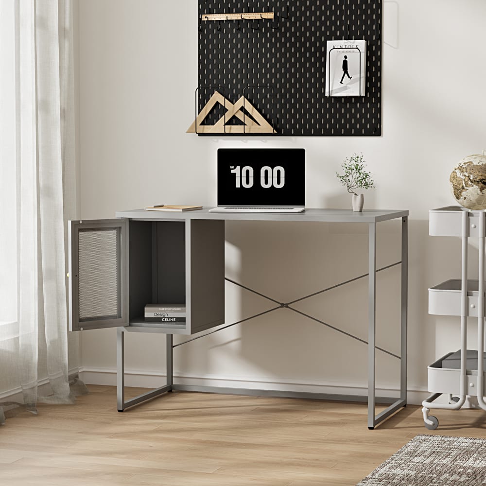 Schreibtisch aus Metall 75 x 100 x 50 cm, in Grau - Maisons Du