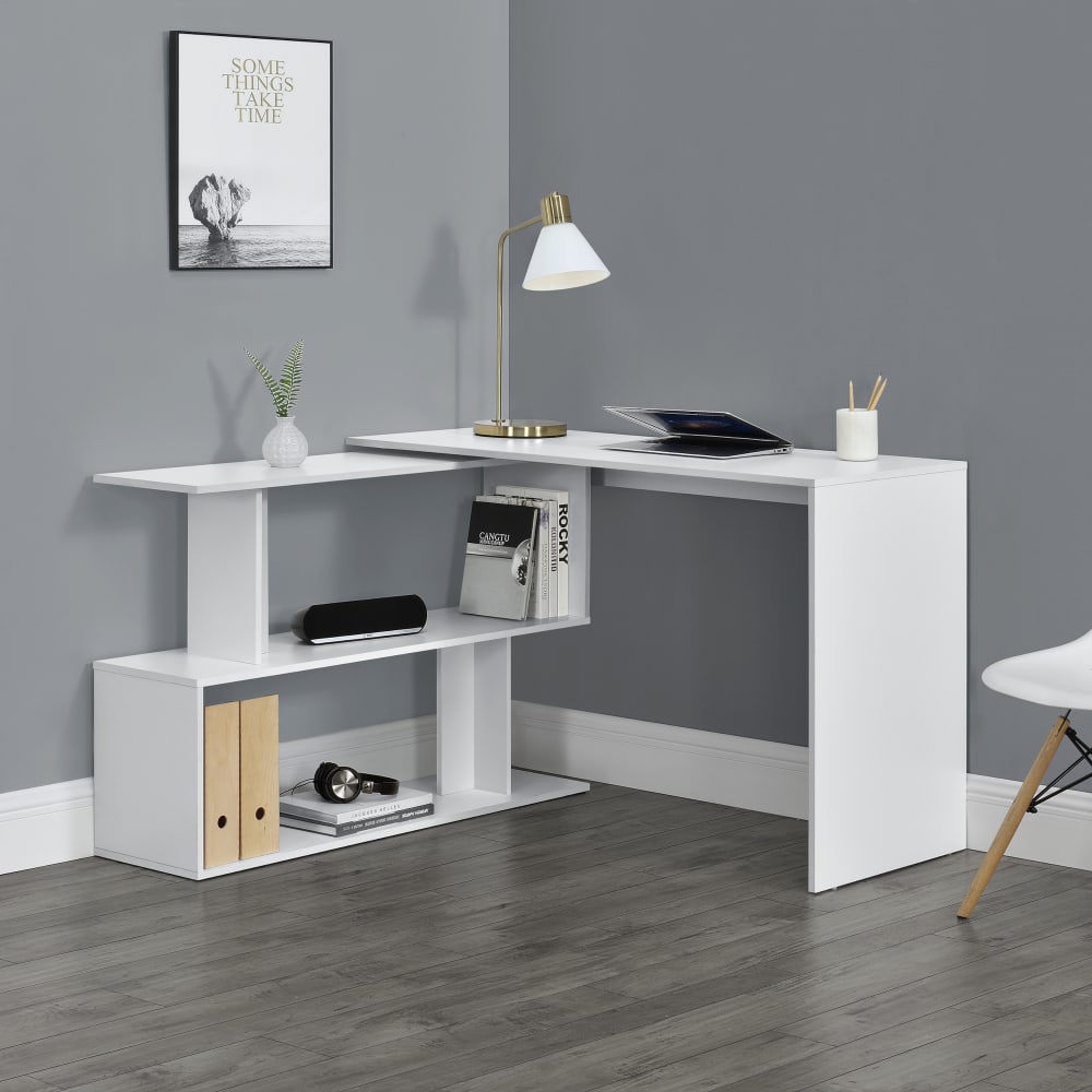 Schreibtisch in Holzoptik 76.5 x 120 x 50 cm, in Weiß - Maisons
