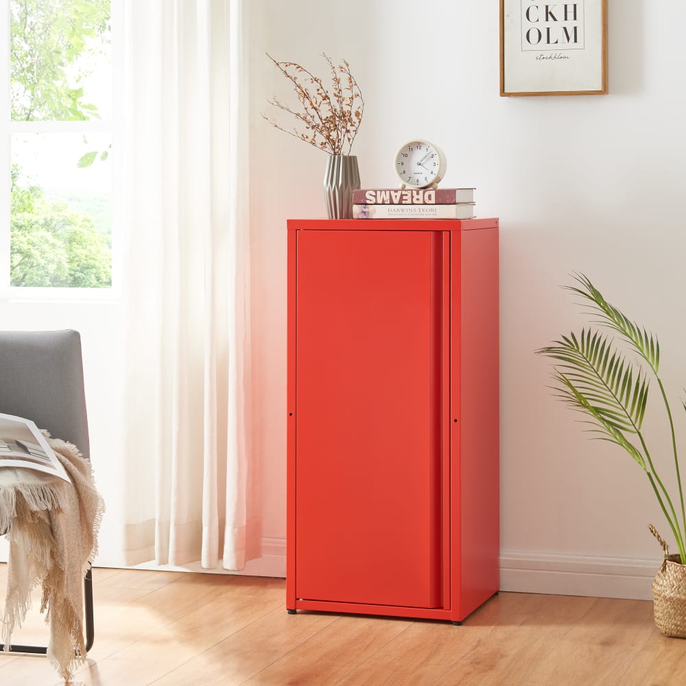 Aktenschrank aus Metall 88 x 40 x 35 cm, in Rot - Maisons Du