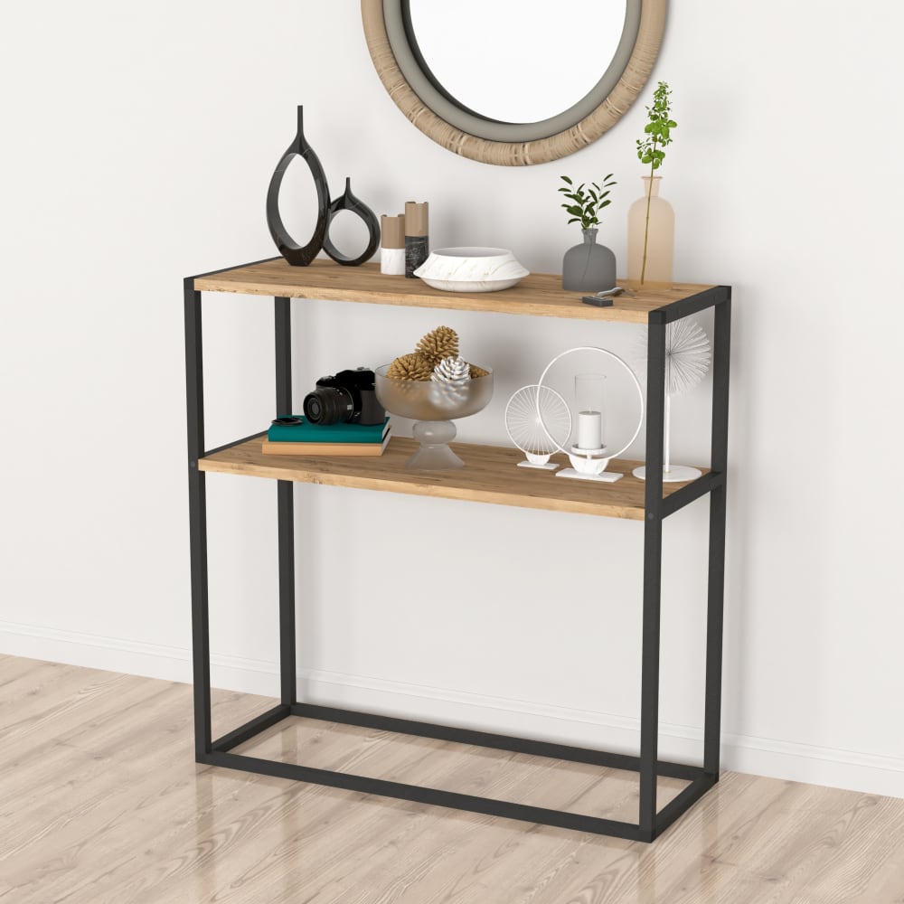 Konsolentisch in Holzoptik 90 x 90 x 33.5 cm, in Eicheoptik -
