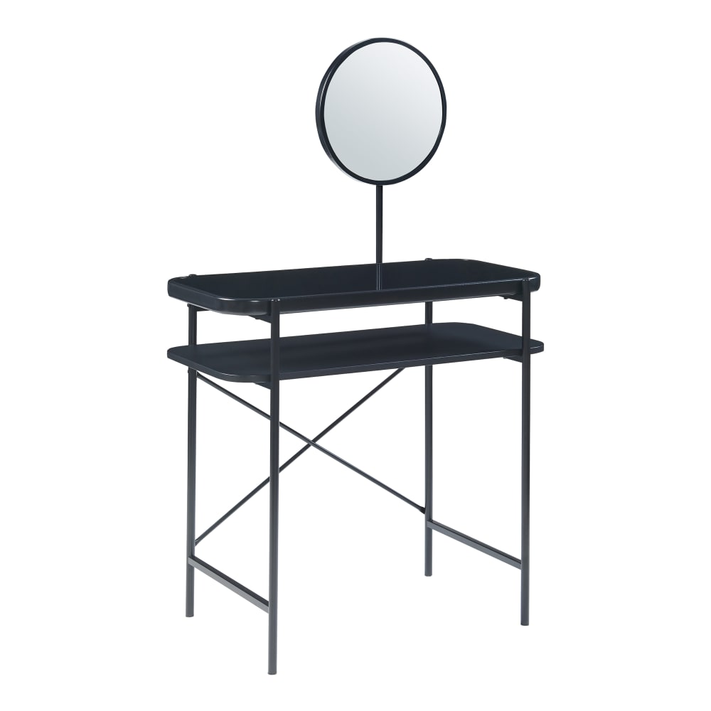 en casa Schminktisch in Holzoptik und aus Metall 129 x 80 x 44 cm, in Schwarz Schwarz Spanplatte
