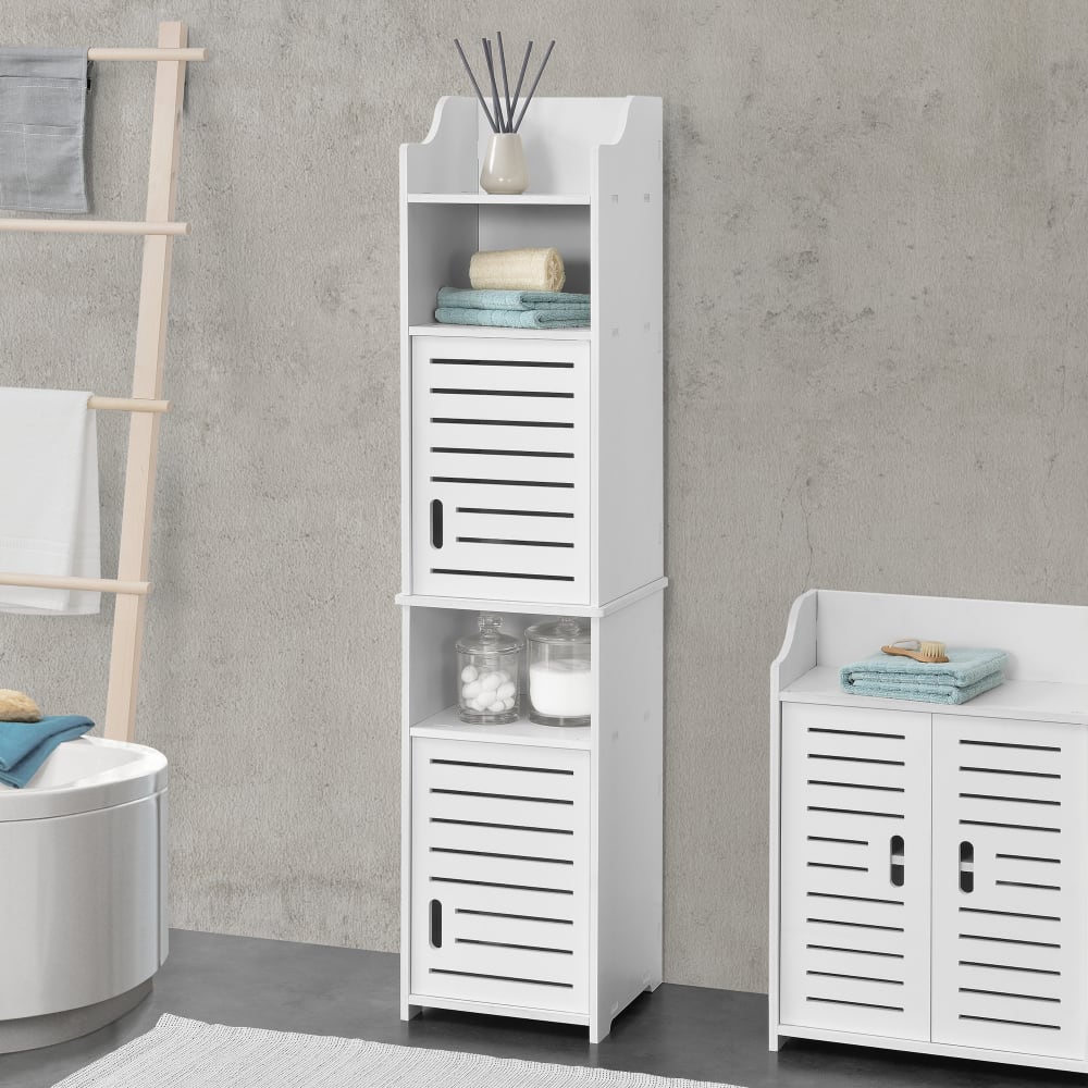 Hochschrank aus Kunststoff 135 x 32 x 32 cm, in Weiß - Maisons Du