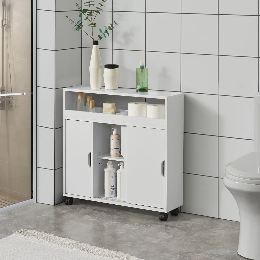 Seitenschrank in Holzoptik 71 x 70 x 20 cm, in Weiß - Maisons Du