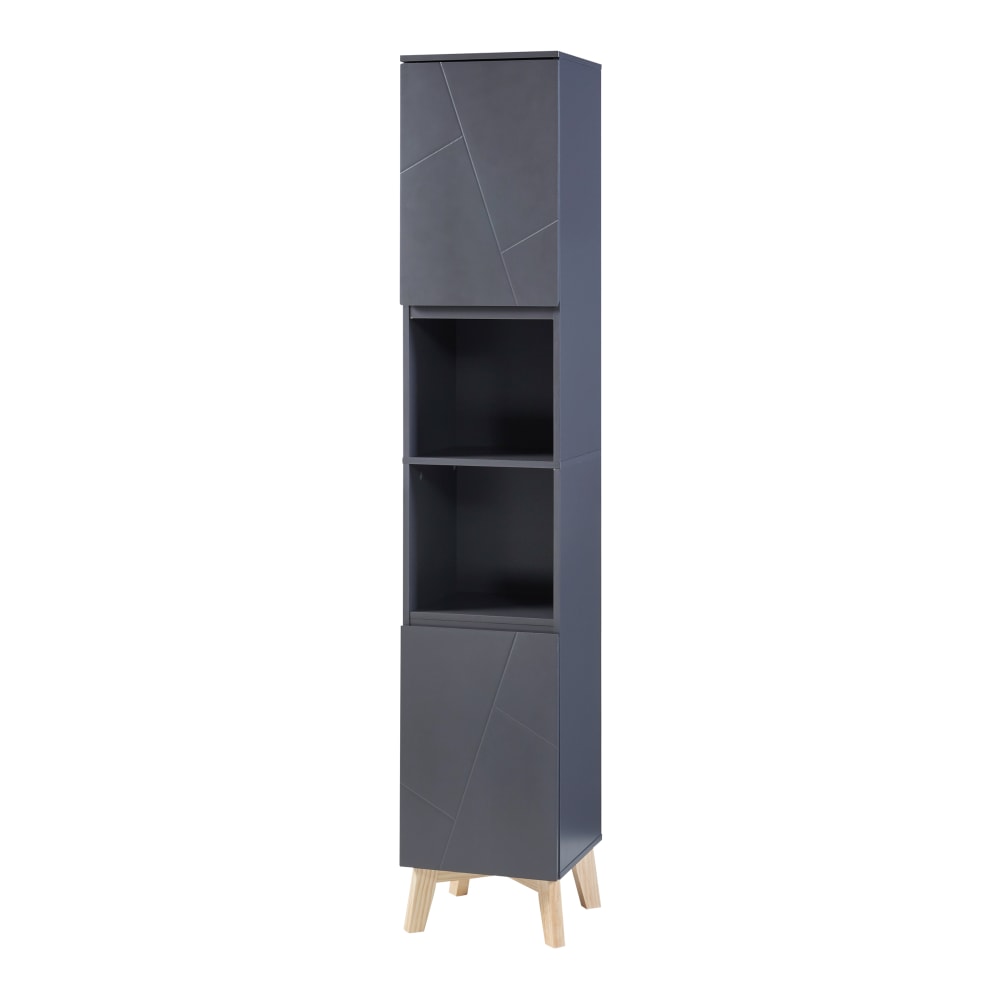 en casa Hochschrank in Holzoptik 160 x 30 x 30 cm, in Grau Grau Spanplatte