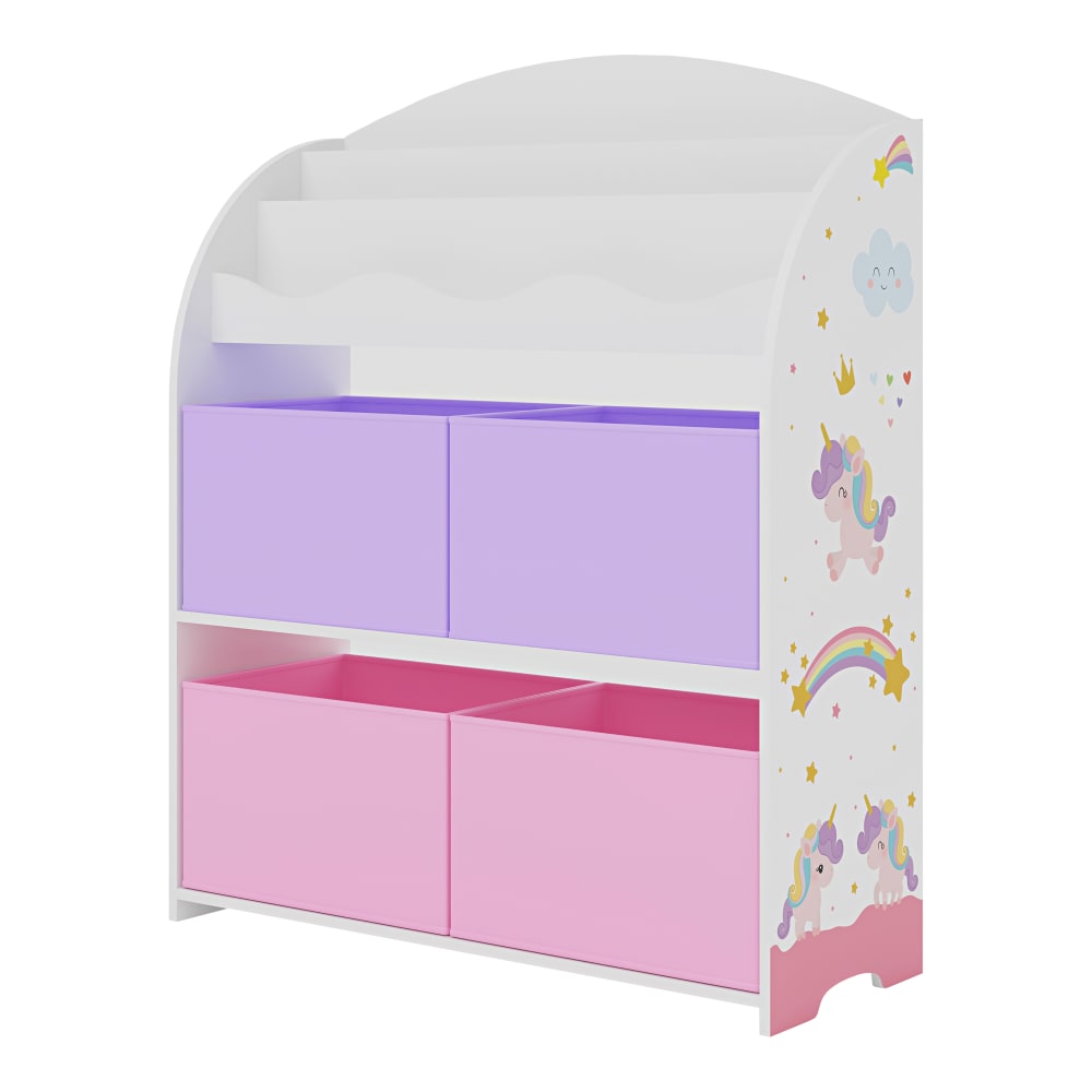 en casa Kinderregal in Holzoptik 97.5 x 82.5 x 29.5 cm, in Pink und Violett MEHRFARBIG SPANPLATTE Kinder
