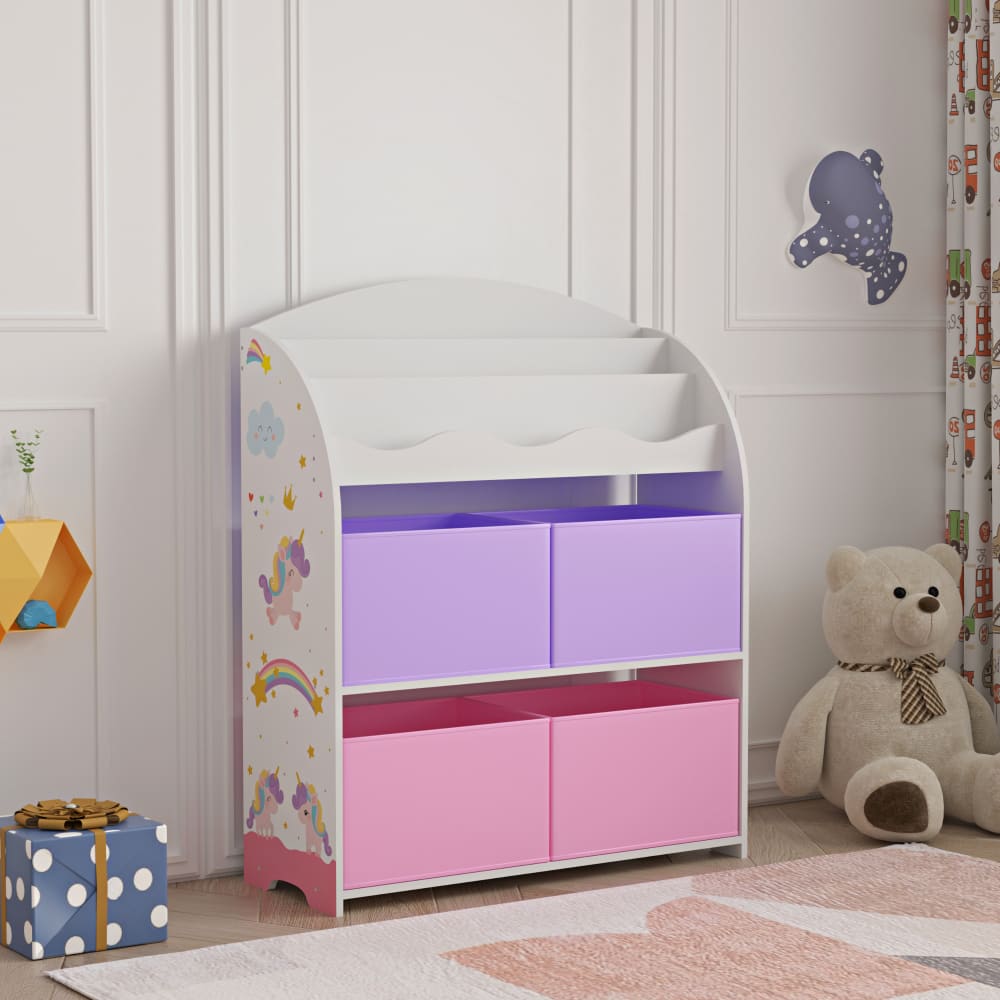 Kinderregal in Holzoptik 97.5 x 82.5 x 29.5 cm, in Pink und