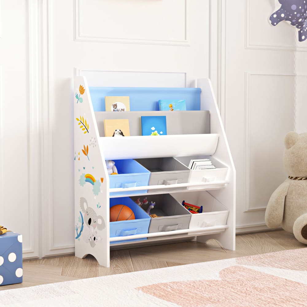 Kinderregal in Holzoptik 74 x 62 x 26.5 cm, in Blau - Maisons Du