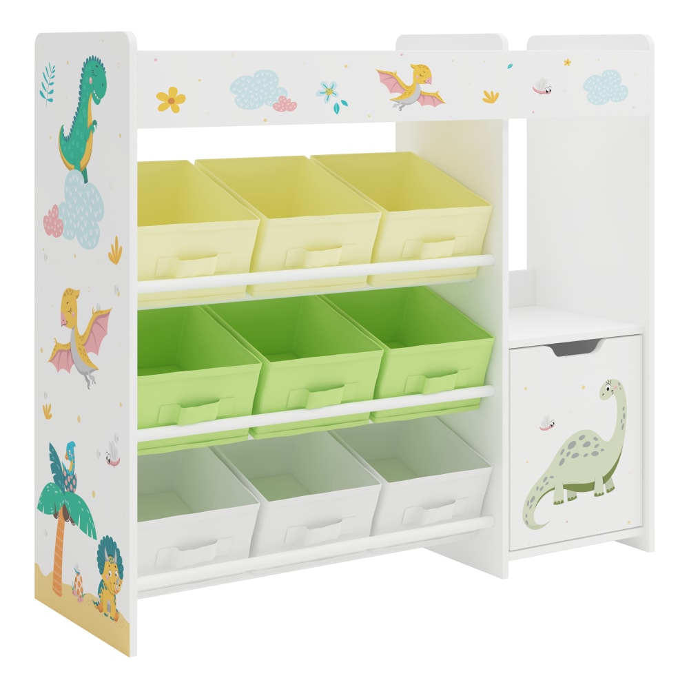 en casa Kinderregal in Holzoptik 80 x 90 x 29.5 cm, in Grün und Gelb MEHRFARBIG SPANPLATTE Kinder