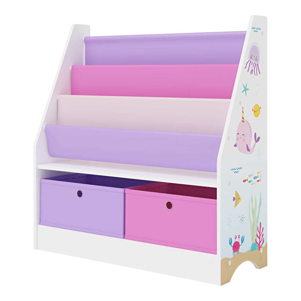 en casa Kinderregal in Holzoptik 74 x 71 x 23 cm, in Pink und Violett MEHRFARBIG SPANPLATTE Kinder