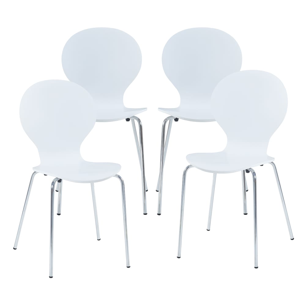 en casa Esszimmerstuhlset 4-teilig in Holzoptik 85 x 48 x 50 cm, in Weiß Weiß Spanplatte