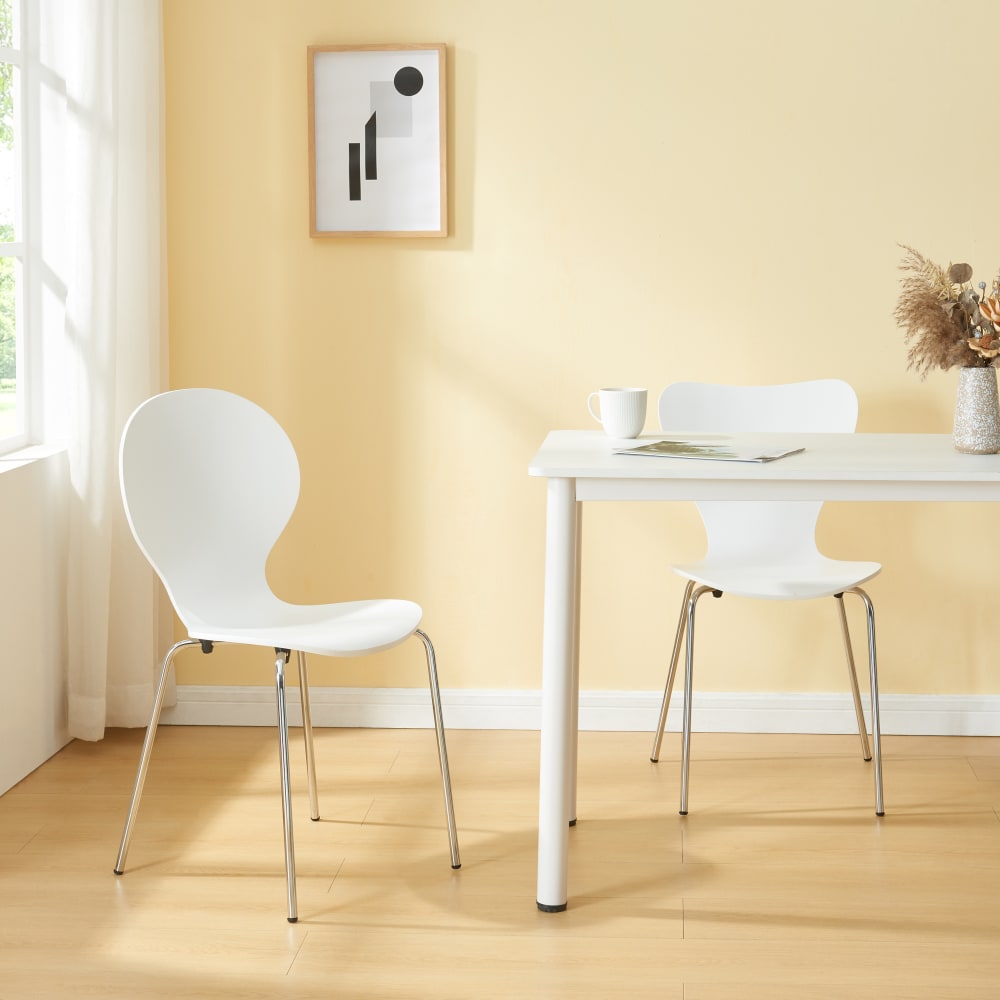 Esszimmerstuhlset 4-teilig in Holzoptik 85 x 48 x 50 cm, in Weiß