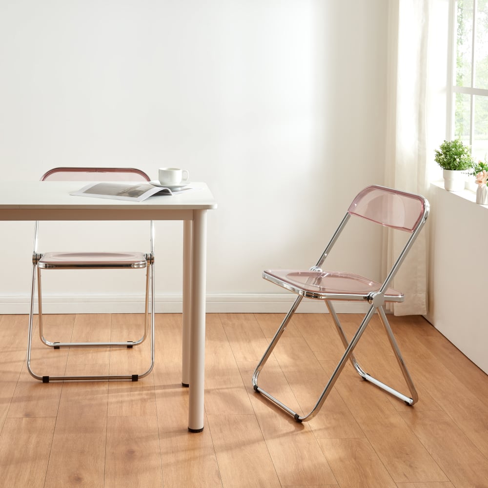 Klappstuhlset 2-teilig aus Metall 74 x 46 x 47 cm, in Hellrosa -