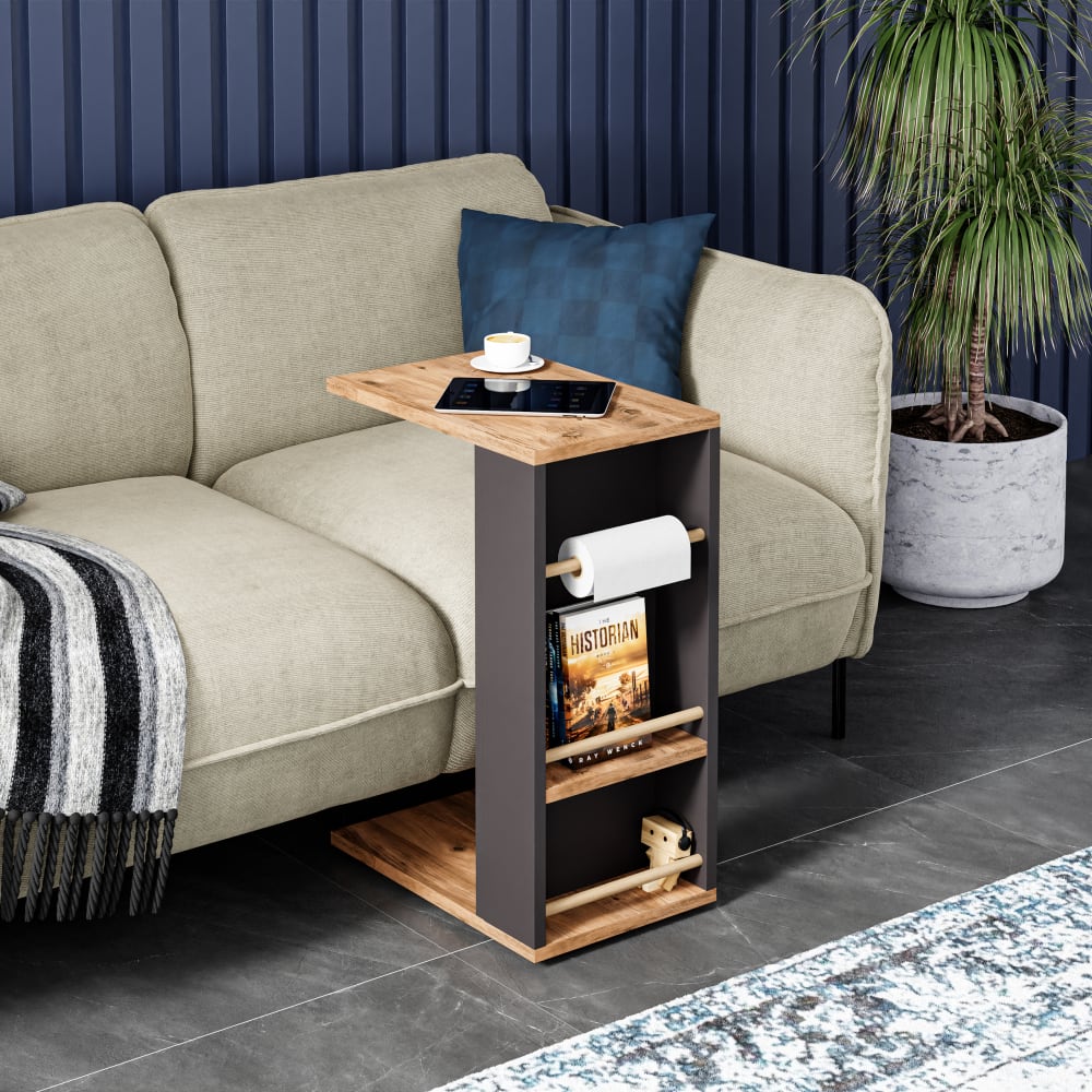 Beistelltisch in Holzoptik 65 x 44 x 29 cm, in Braun und Schwarz