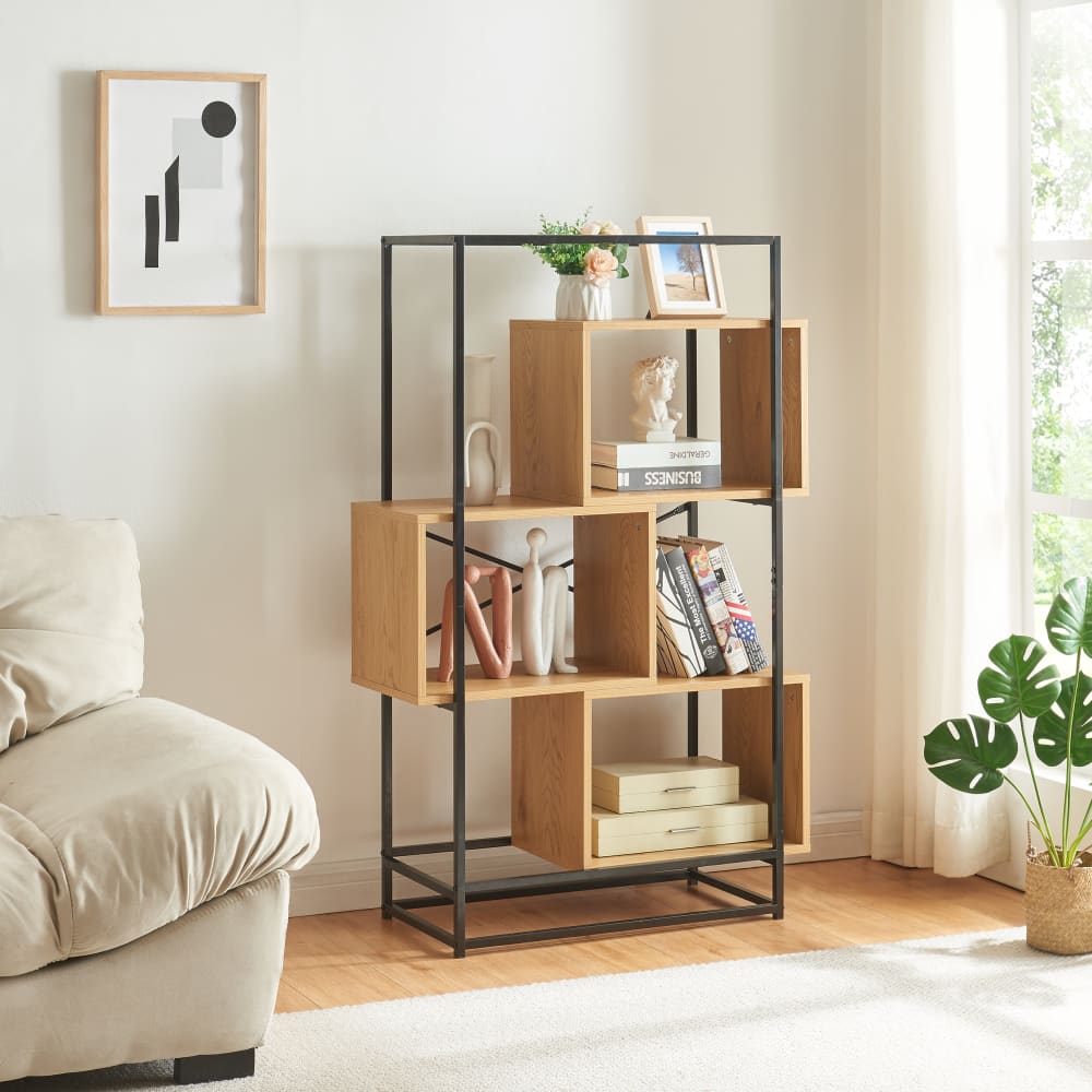 Bücherregal aus Metall 126 x 80 x 33 cm, in Schwarz und