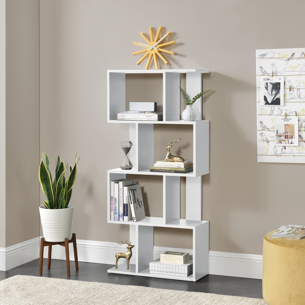 Bücherregal in Holzoptik 130 x 60 x 24 cm, in Weiß - Maisons Du