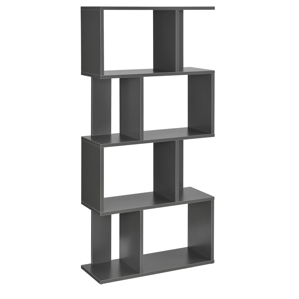en casa Bücherregal in Holzoptik 130 x 60 x 24 cm, in Grau Grau Spanplatte
