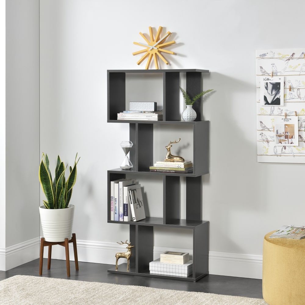 Bücherregal in Holzoptik 130 x 60 x 24 cm, in Grau - Maisons Du