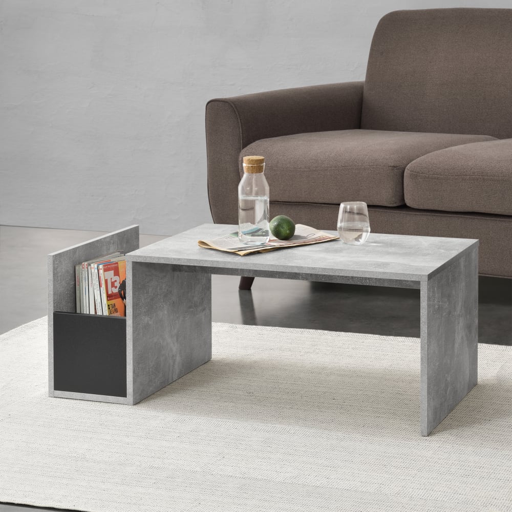 Couchtisch in Holzoptik 35 x 90 x 45 cm, in Betonoptik und