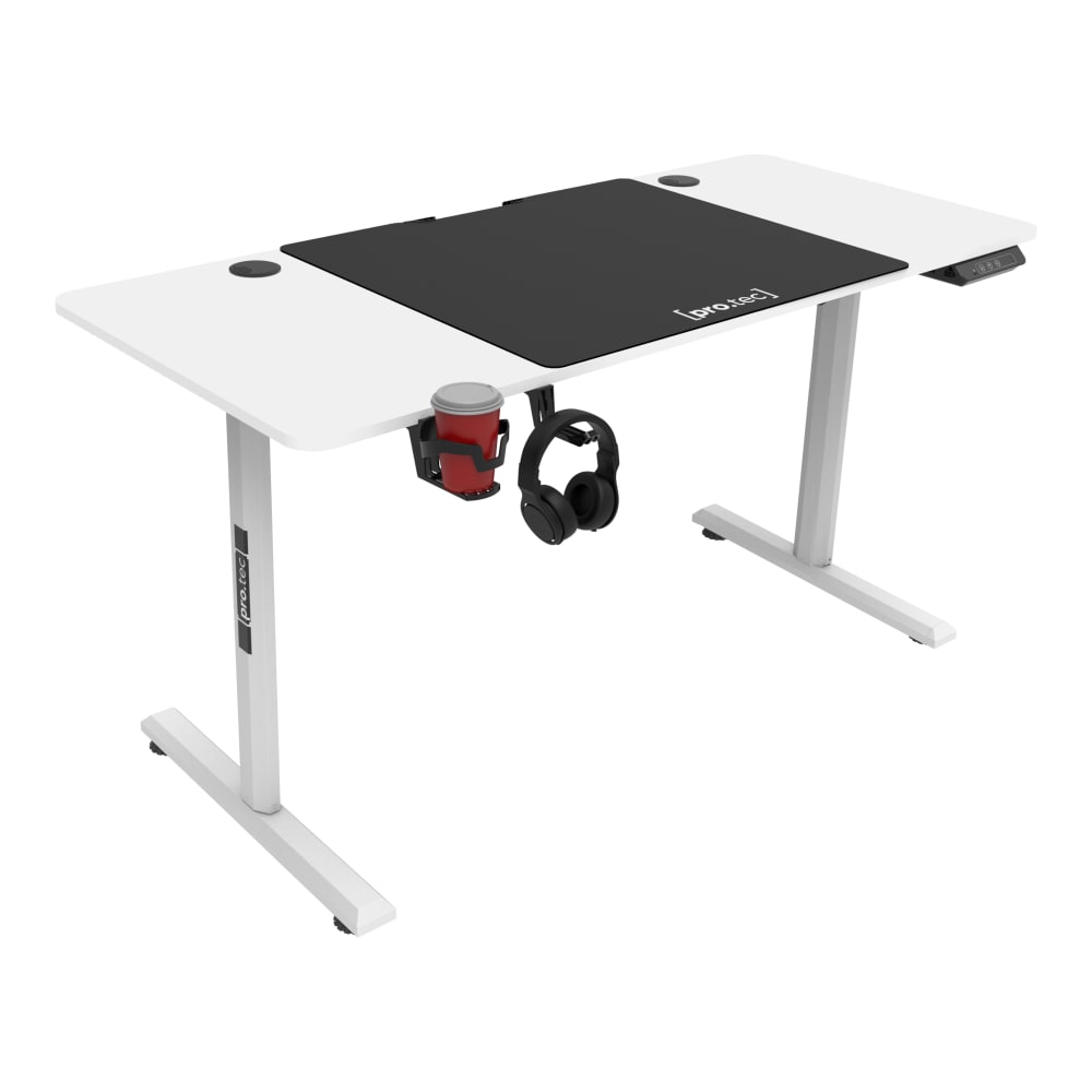 pro tec Computertisch in Holzoptik 117 x 140 x 60 cm, in Weiß Weiß Spanplatte