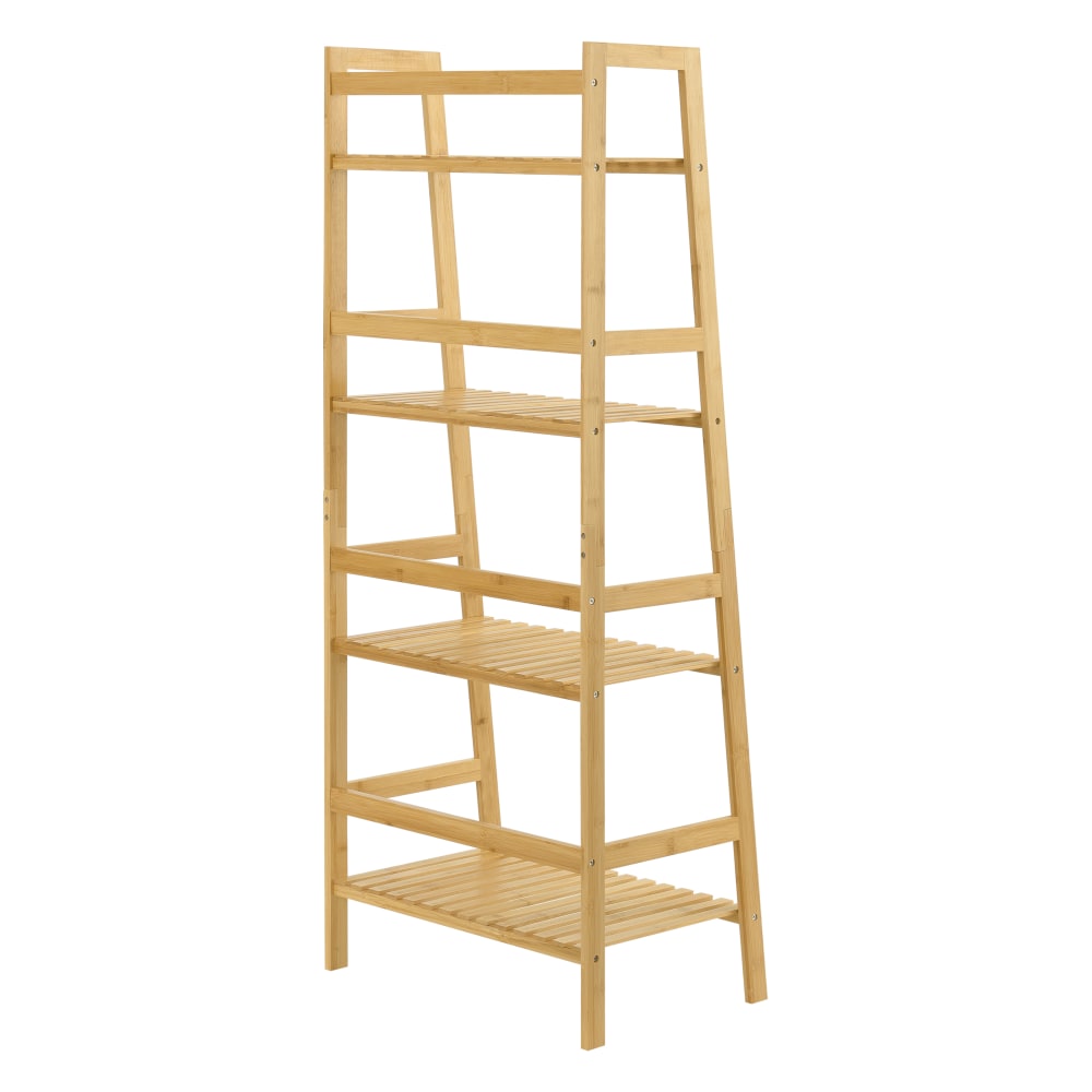 en casa Leiterregal aus Bambus 123 x 48 x 32 cm, in Naturfarbe Beige Bambus