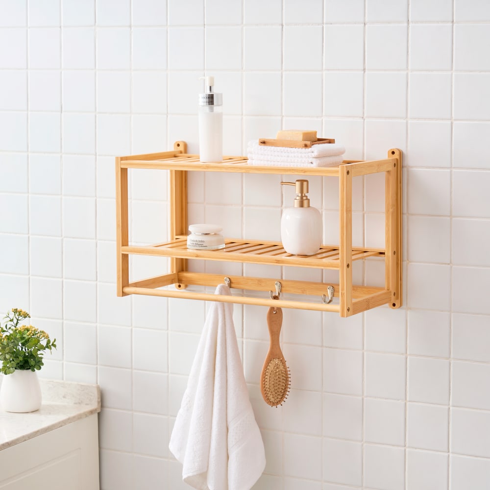 Badezimmerregal aus Bambus 30 x 55 x 22.5 cm, in Naturfarbe -