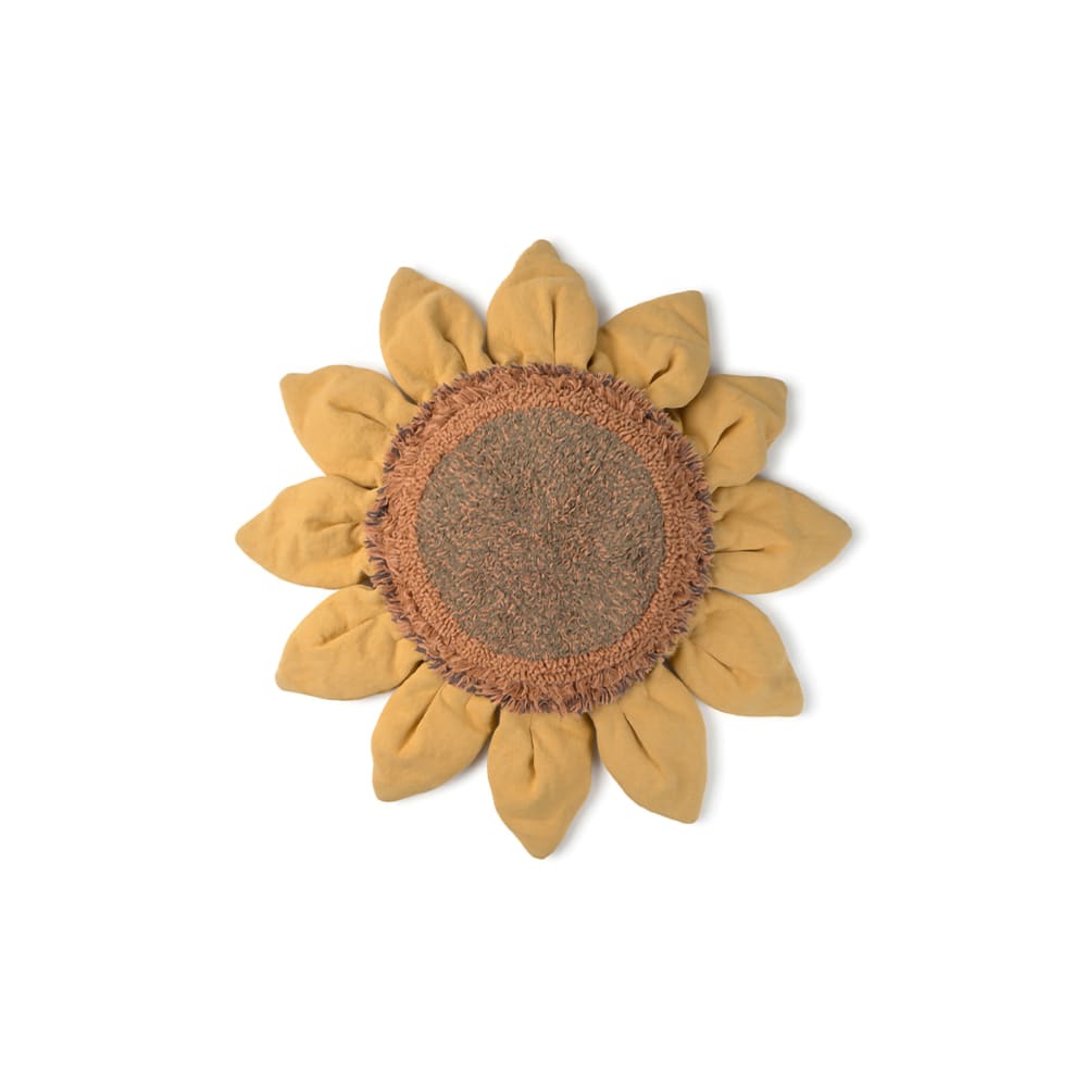 Coussin de sol Sunflower en coton jaune 90x90 cm