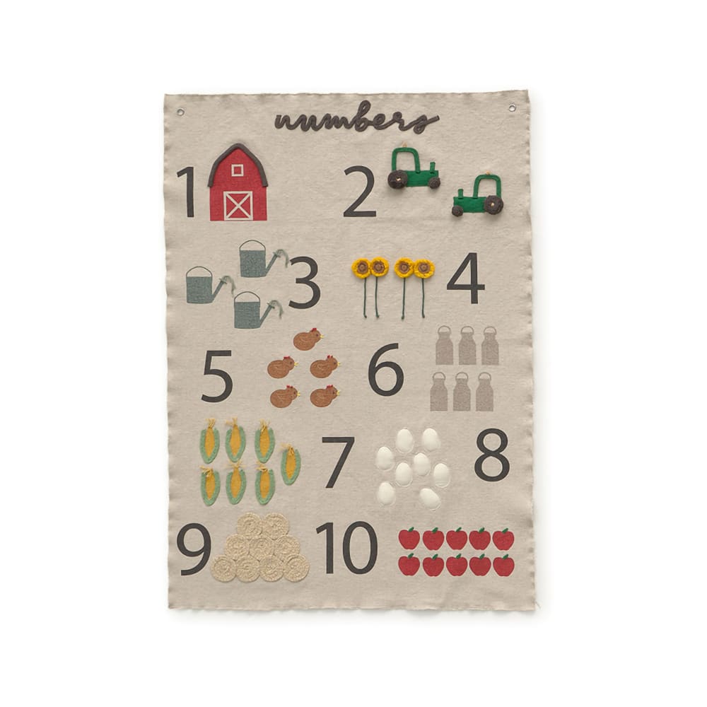 Porte-manteau mural Farm Numbers en coton multicolore 70x100 cm