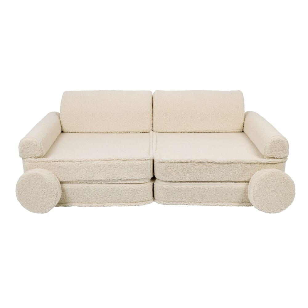 MeowBaby Kindersofa mit Schlaffunktion – Spielsofa für Kinder WEISS STOFF Kinder