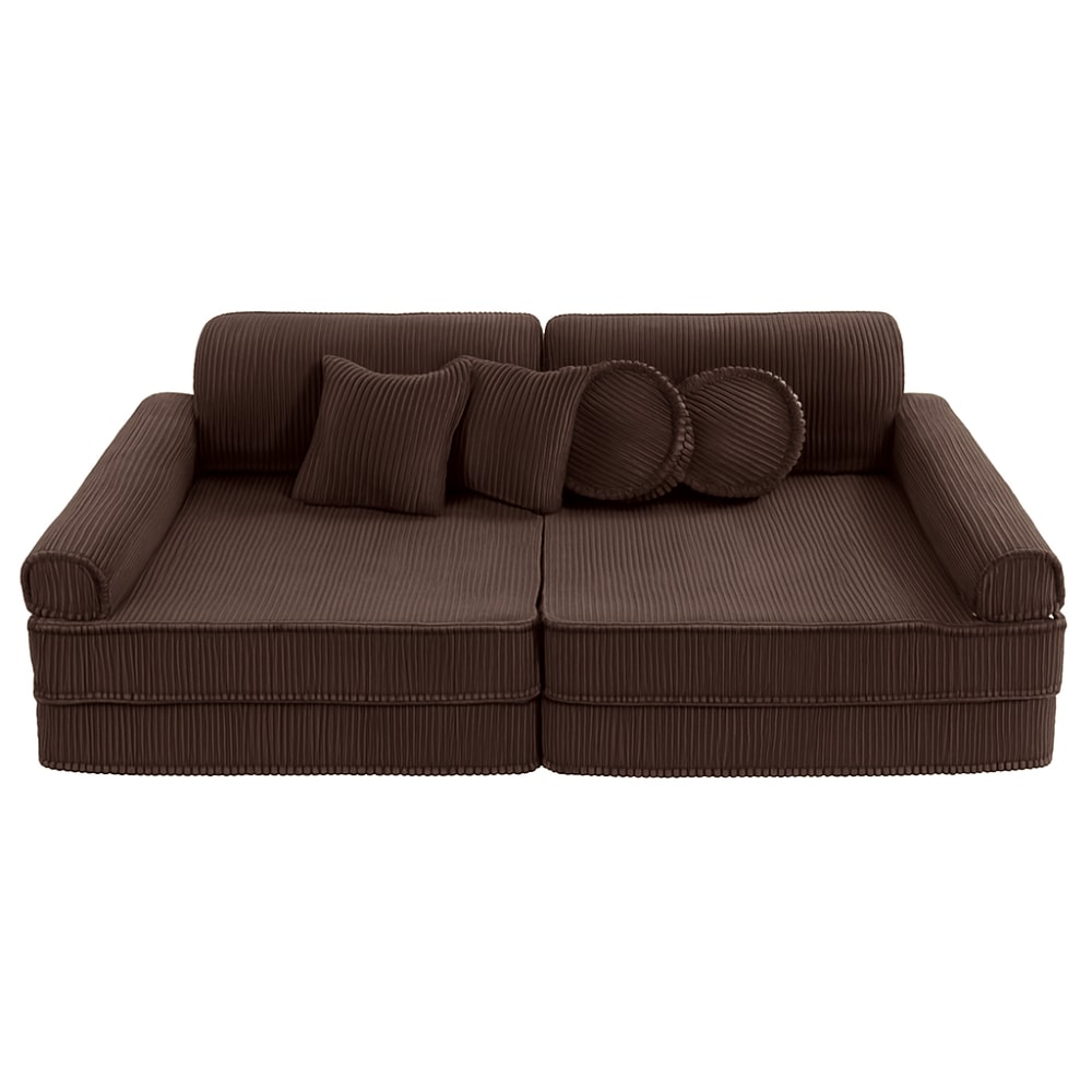 Canapé enfant modulable 160 cm velours 10 pcs, marron