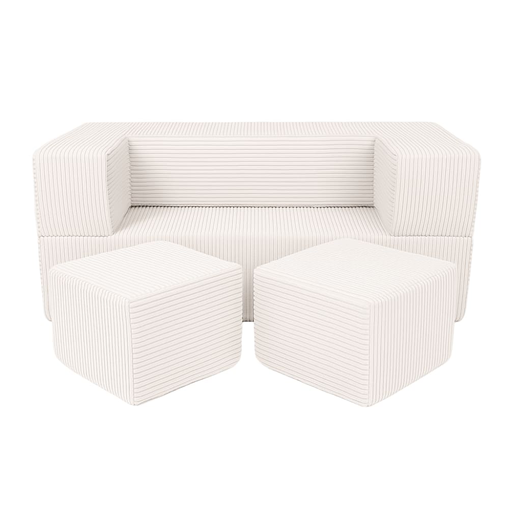 Canapé cube enfant 96 cm velours 4 pcs, écru Canapé cube enfant 96 cm velours 4 pcs, écru