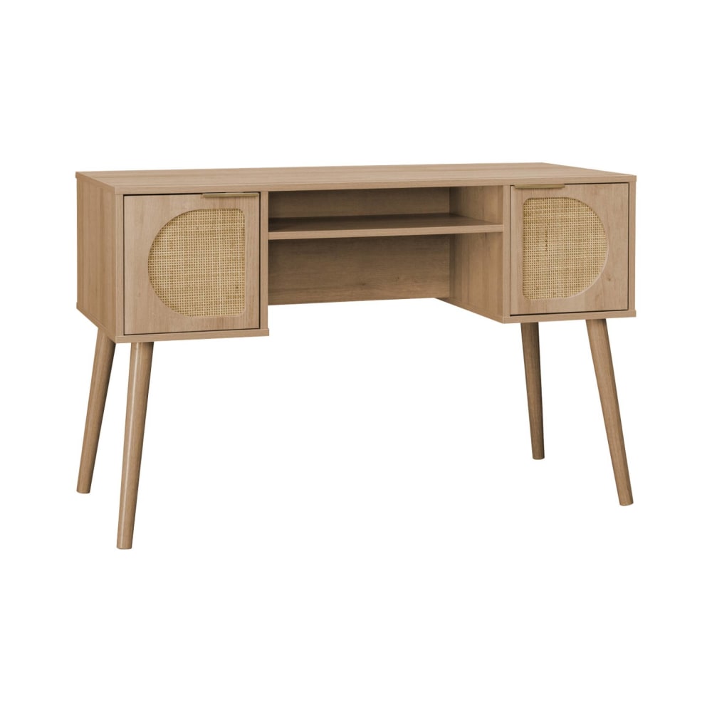 Bureau décor bois et cannage 2 portes naturel - Maisons du Monde
