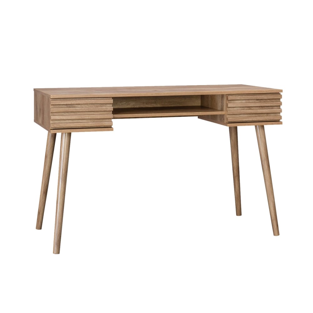 Schreibtisch mit Holzdekor, 2 Schubladen, naturfarben - Maisons