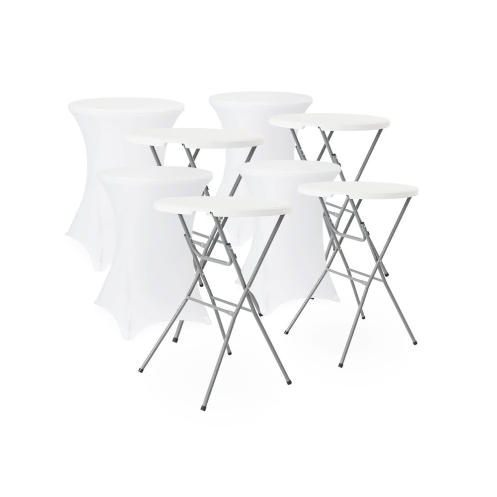 Lot de 4 tables de réception pliantes acier avec housse blanc