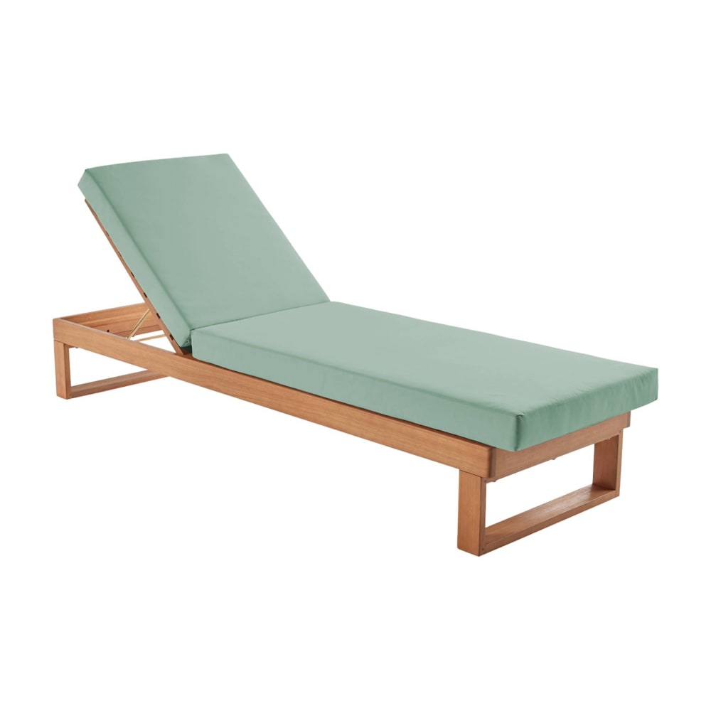 Bain de soleil en bois d'eucalyptus multi positions vert de gris