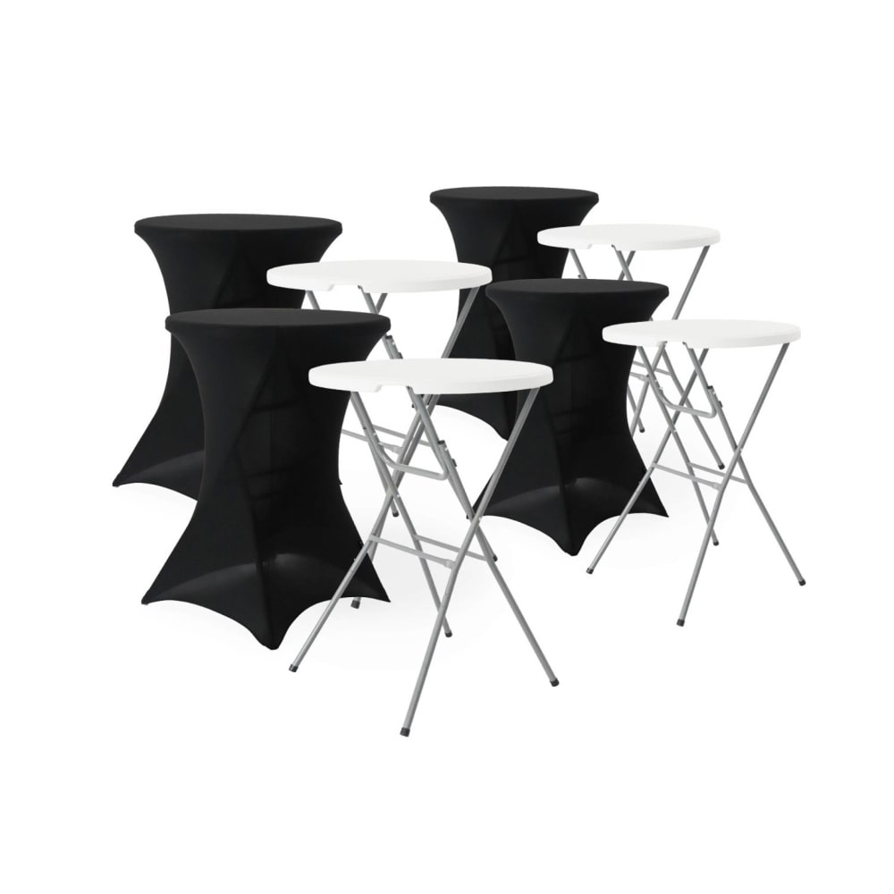 Lot de 4 tables de réception pliantes acier avec housse noir