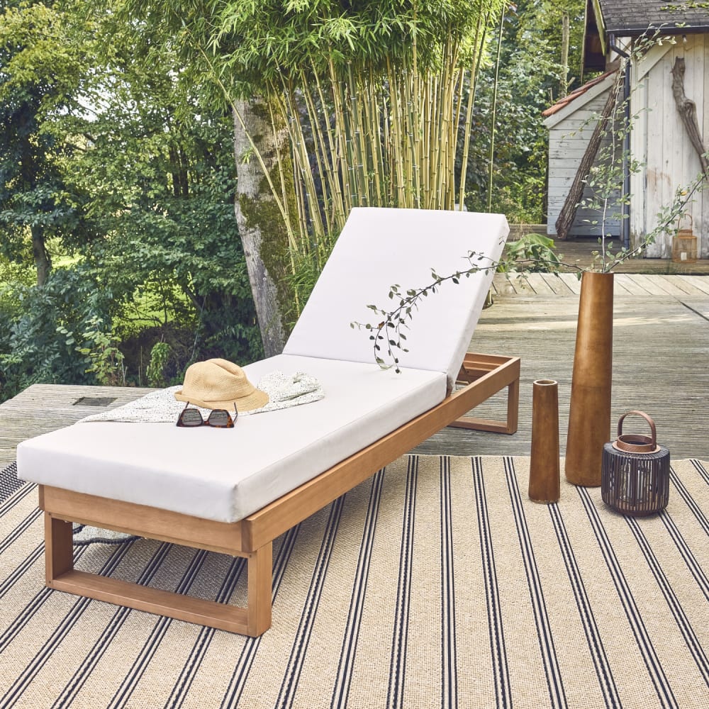 Bain de soleil en bois d'eucalyptus multi positions beige
