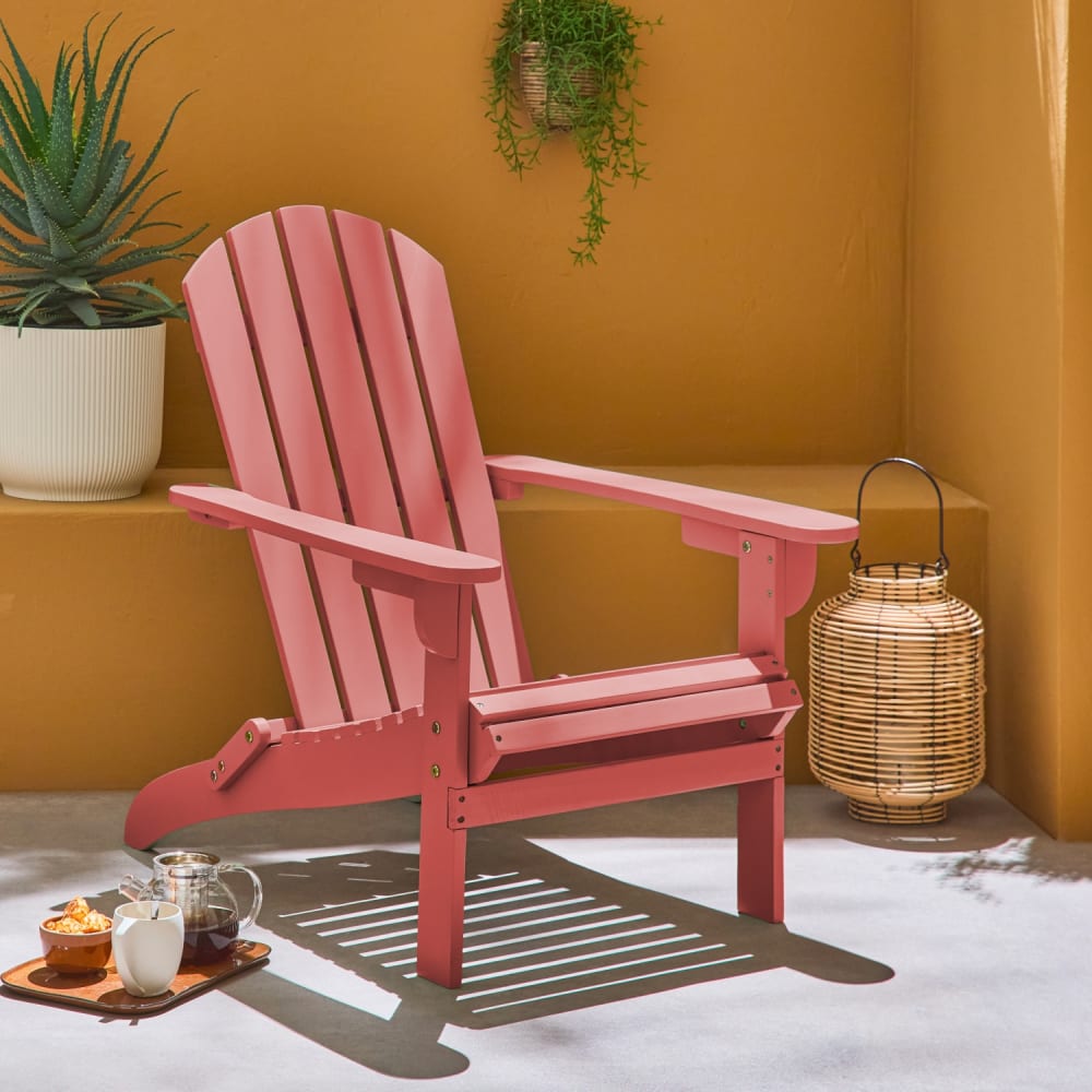 Fauteuil adirondack terracotta en bois d'acacia avec accoudoirs