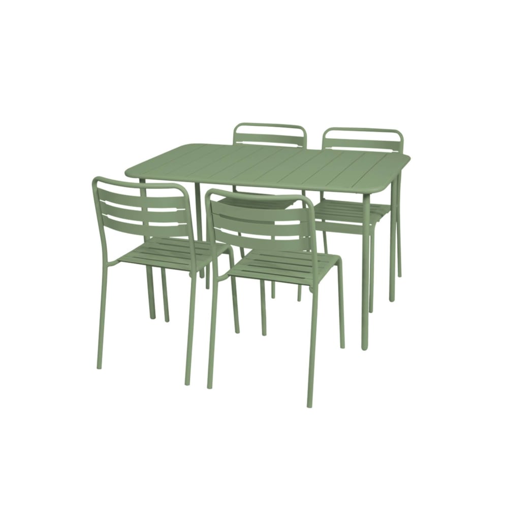 Table de jardin métal 4 chaises vert - Maisons du Monde