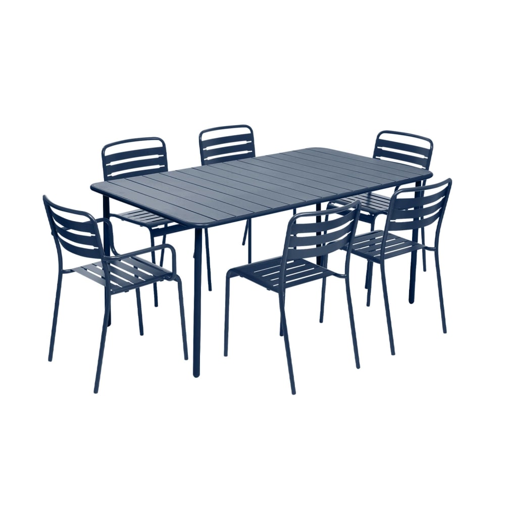 Table de jardin métal - marine chaises