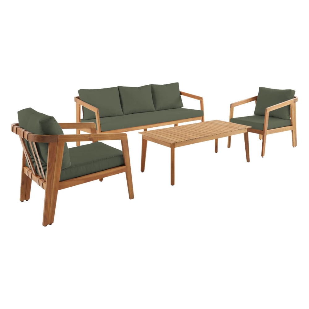 Salon de jardin kaki 5 places bois d'acacia - Maisons du Monde