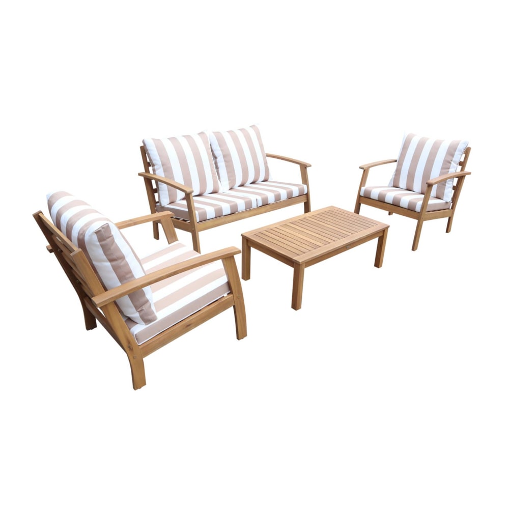 Salon de jardin bois d'acacia 4 places beige