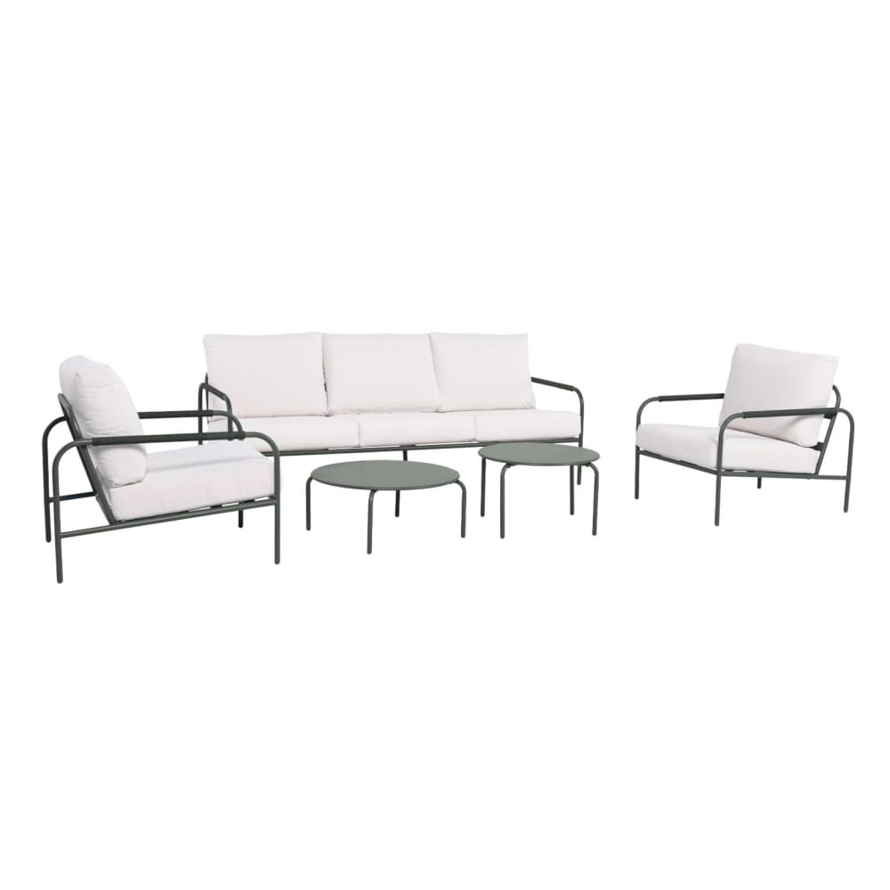 Salon de jardin acier 5 places kaki