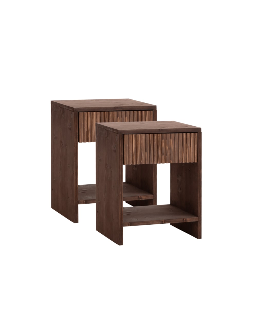 Ensemble 2 tables de chevet en bois avec un tiroir noyer 50x40cm